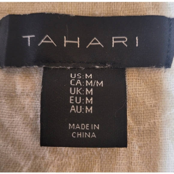 Tahari Womens Cardigan Sweater Size M Linen Blend Beige Cream Open Front Floral - Picture 9 of 12